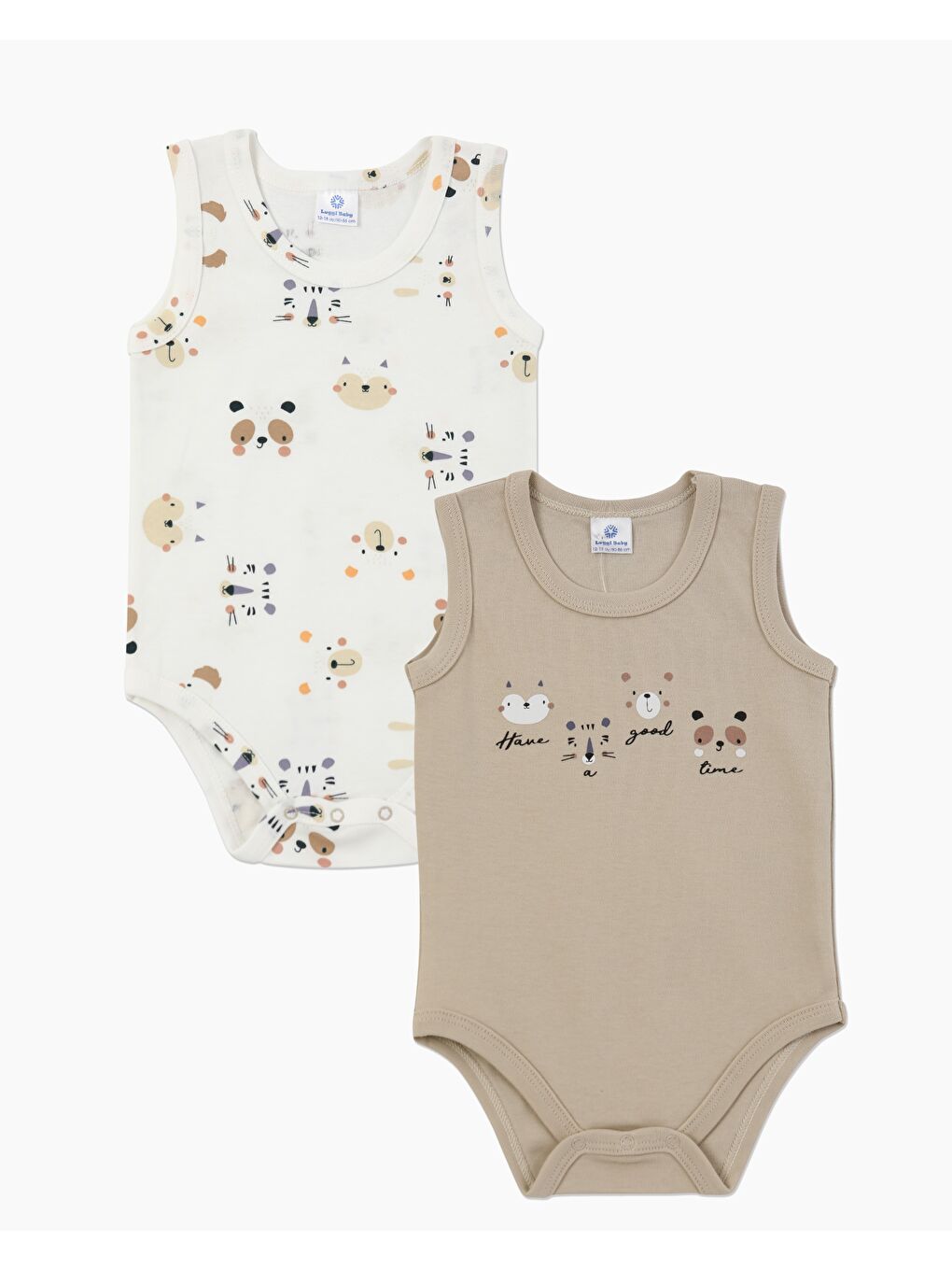 Kahverengi Bisiklet Yaka Erkek Bebek Atlet Çıtçıtlı Body 2'li