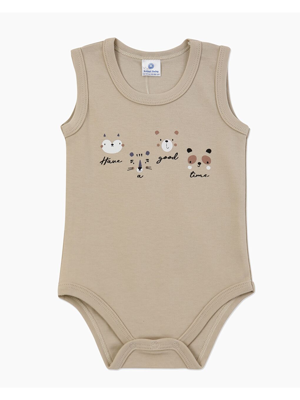 Kahverengi Bisiklet Yaka Erkek Bebek Atlet Çıtçıtlı Body 2'li-1