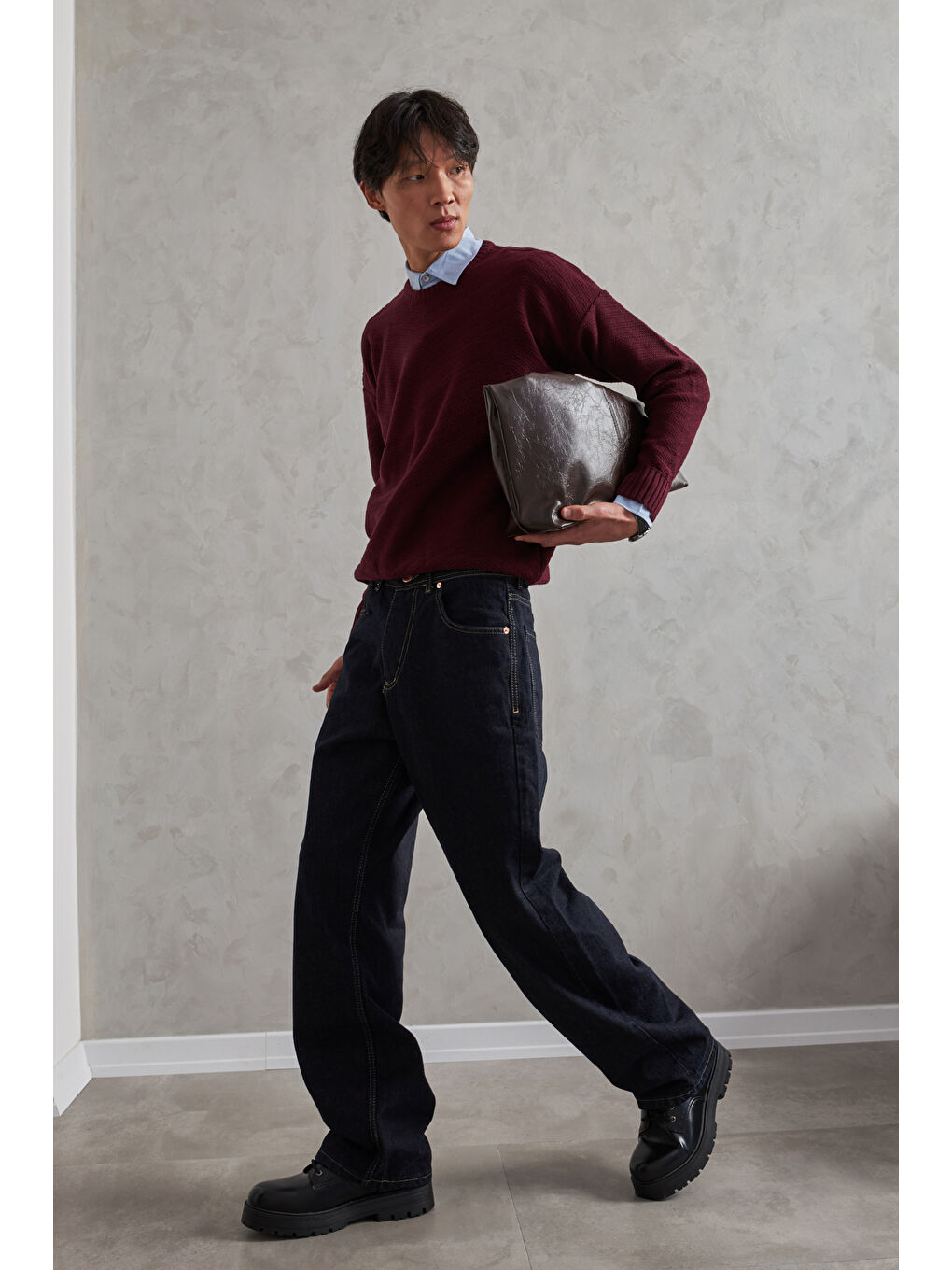 Lacivert Erkek Ekstra Baggy Jean Pantolon-2