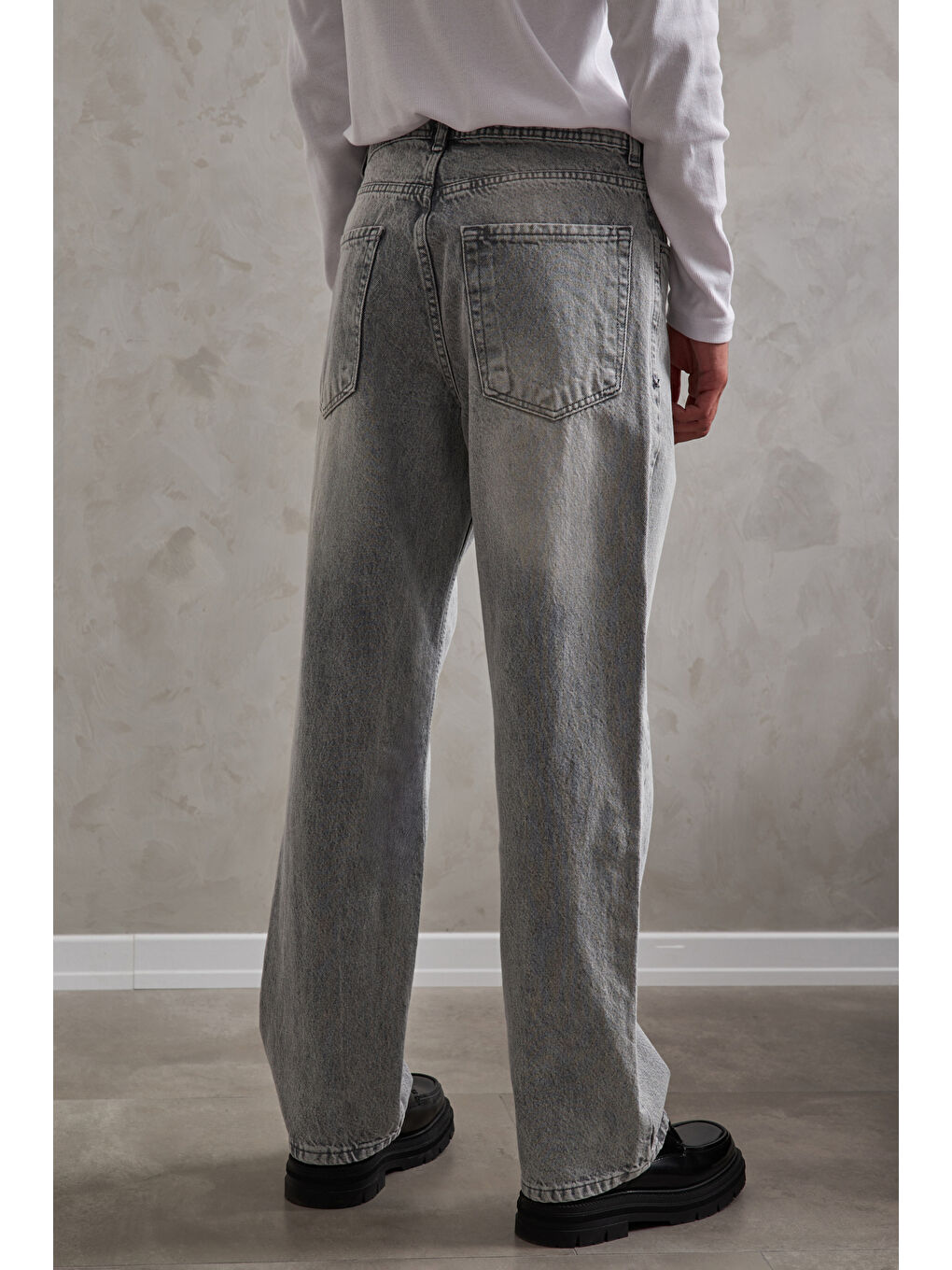 Gri Erkek Ekstra Baggy Jean Pantolon-4