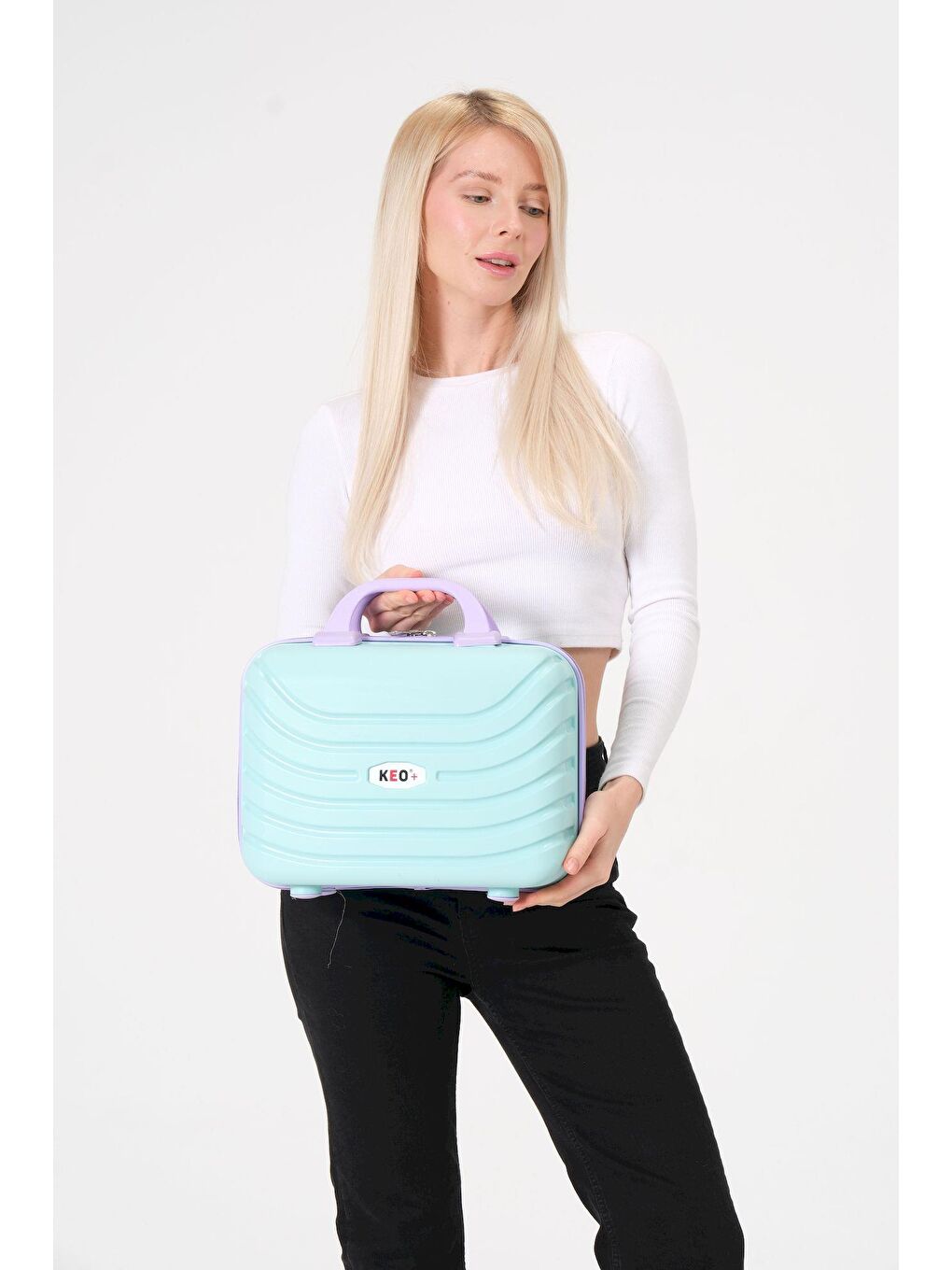 Turkuaz-Lila PP Silikon Makyaj Çantası-2