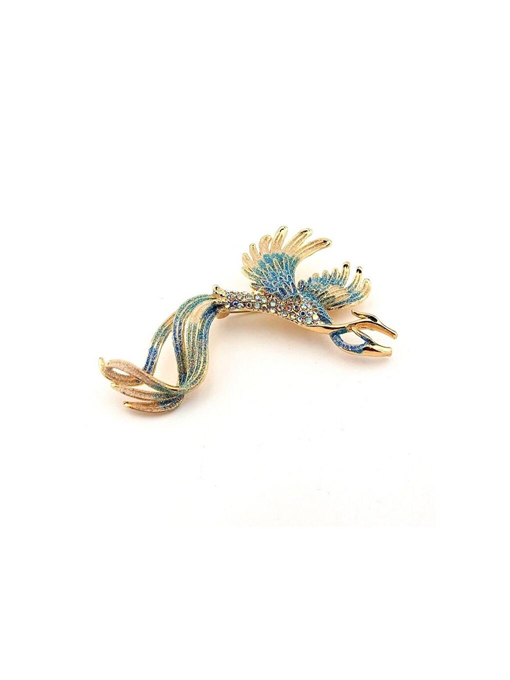 Mavi Beyaz Zümrüdü Anka Kuşu Zirkon Taşlı Broş-7