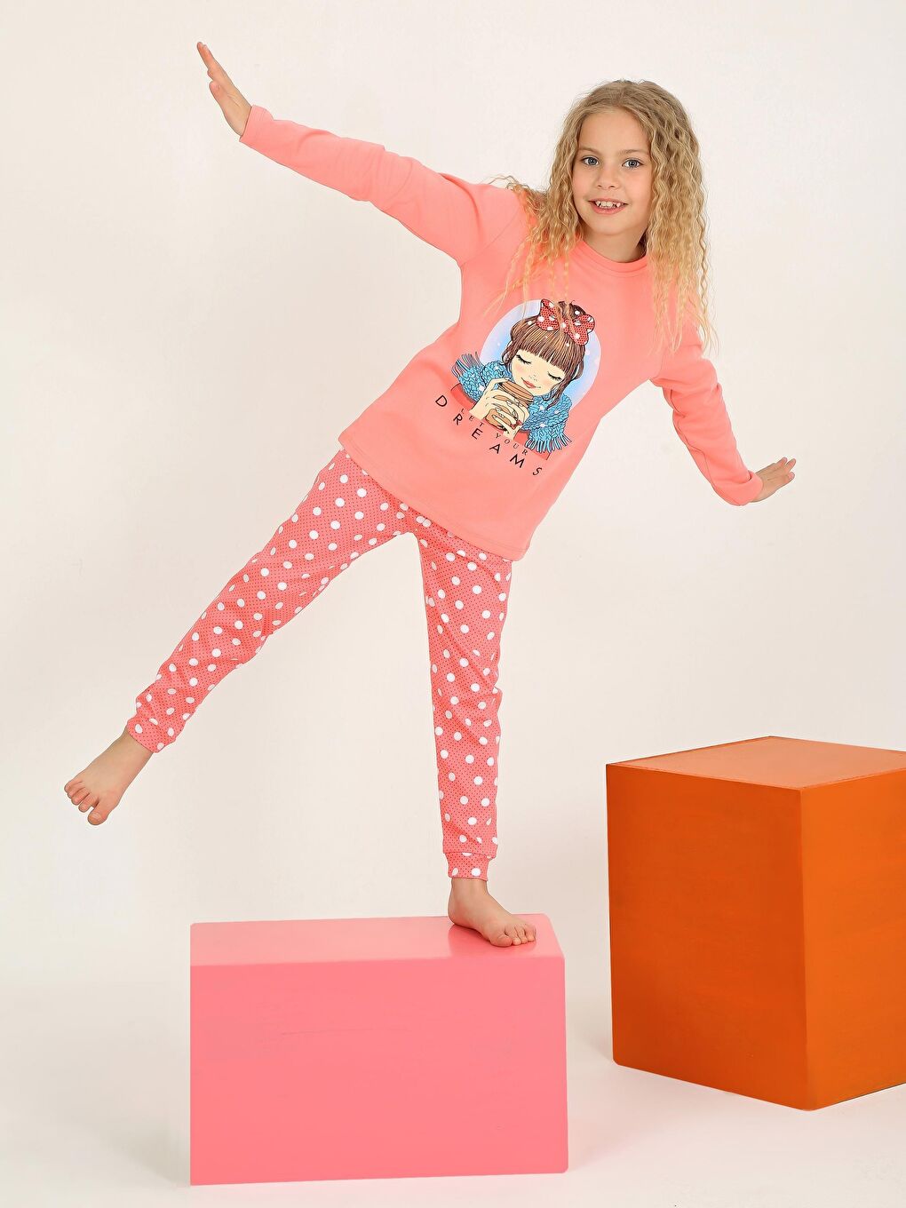 Kırmızı Kız Çocuk Uzun Kollu %100 Pamuklu Pijama Takımı Let Your