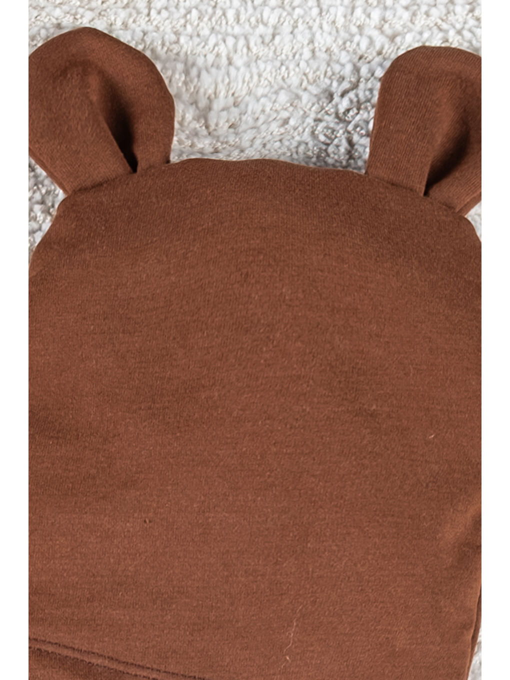 Kahverengi Gülen Yüz Suratlı Şapkalı Çocuk Bebek Tulum-1