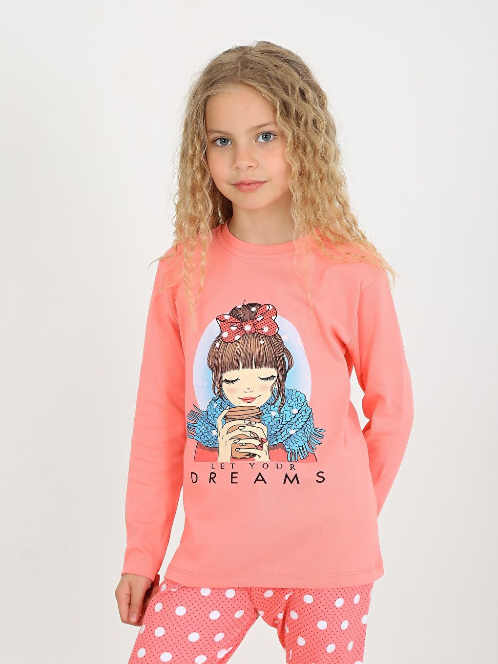 Kırmızı Kız Çocuk Uzun Kollu %100 Pamuklu Pijama Takımı Let Your-1