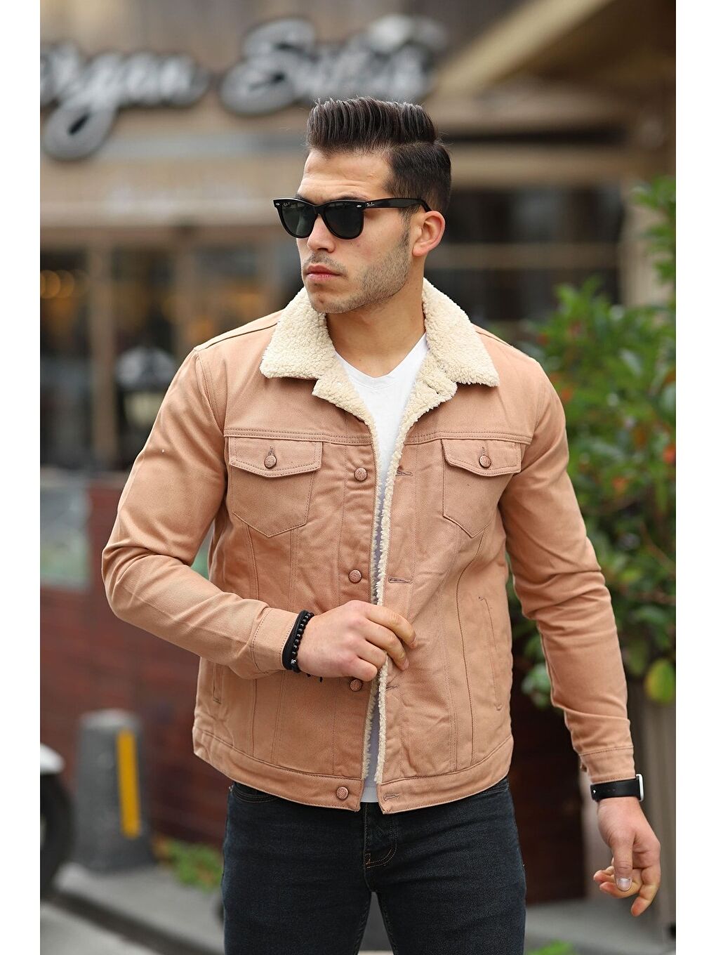 Kahverengi Erkek Içi Kürklü Jean Ceket-3