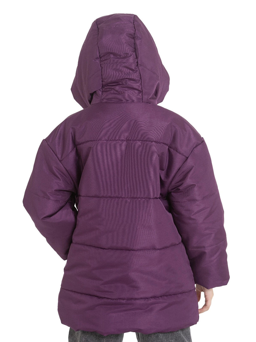 Mürdüm Kapüşonlu Kışlık Kız Çocuk Mont 4235-1