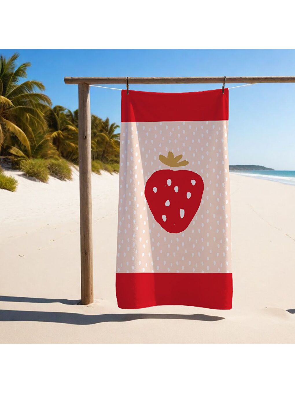 Karışık Renkli Çilek Desenli Havlu 75x150 cm   Plaj   Banyo Kullanımına Uygun   Hızlı Kuruyan Yumuşak Kumaş
