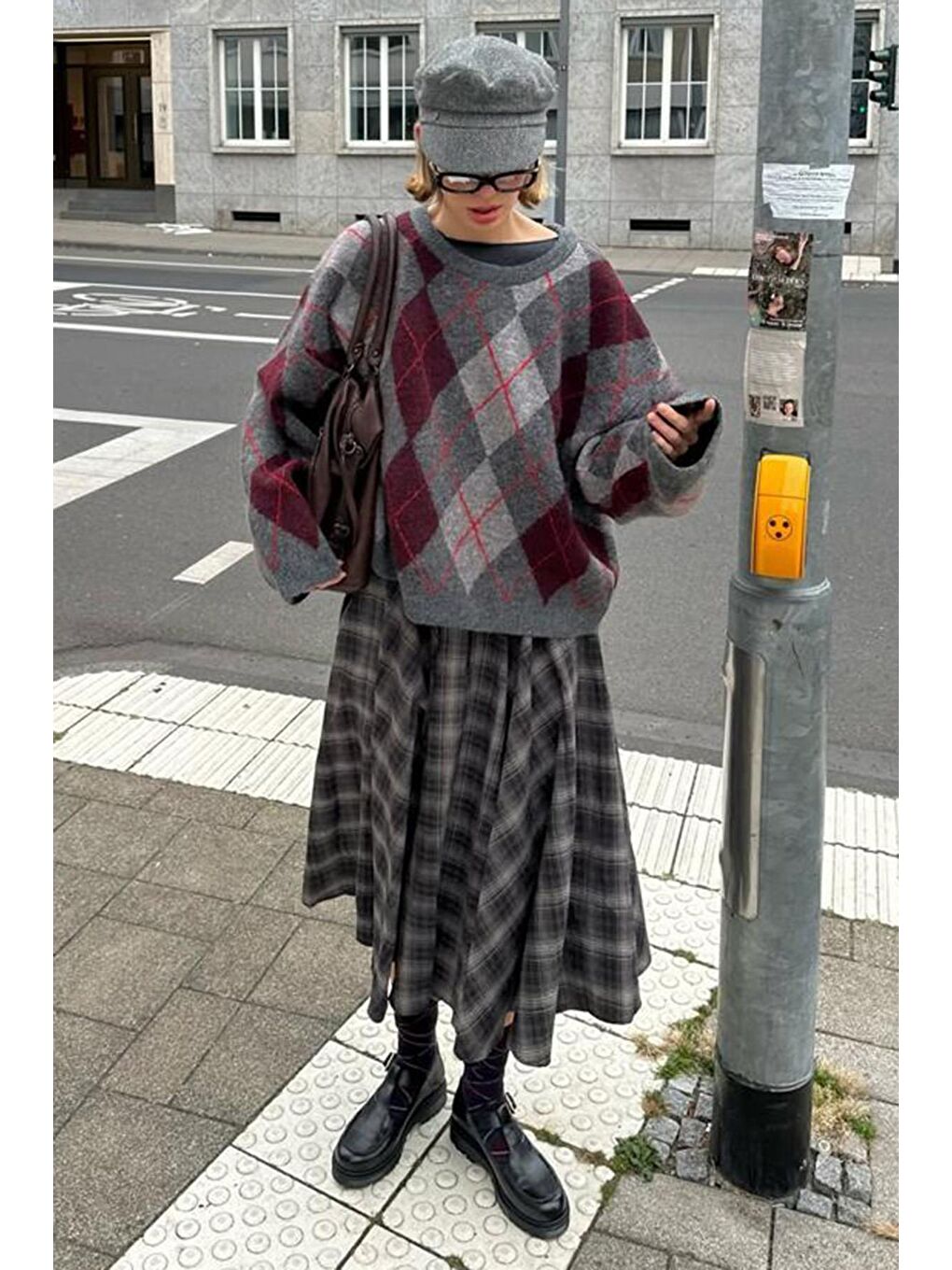 Antrasit Baklava Desenli Bisiklet Yaka Triko Kadın Kazak Mg2647