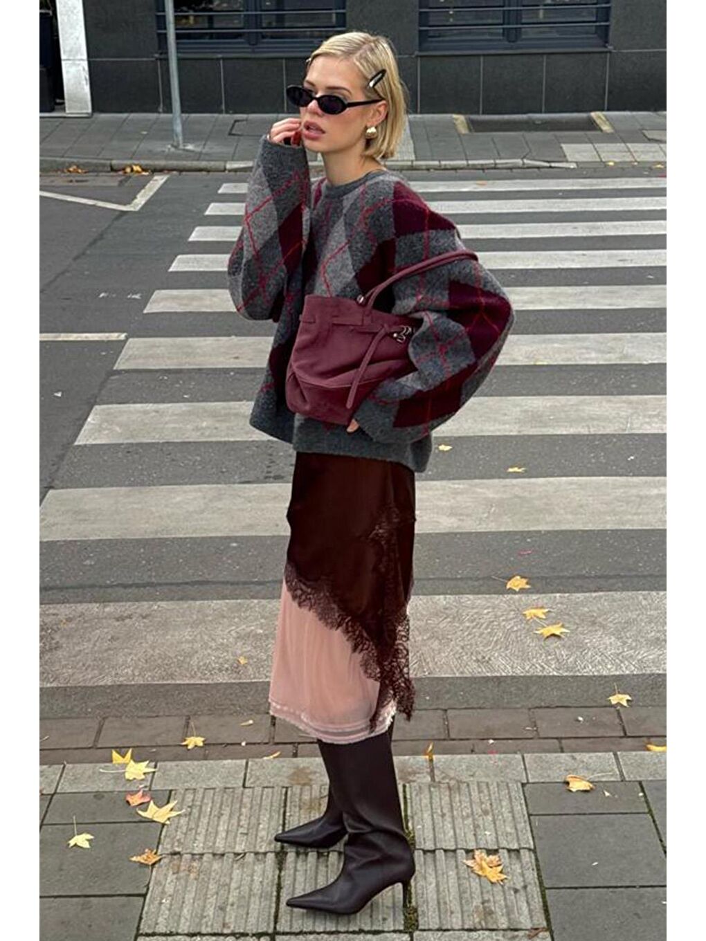 Antrasit Baklava Desenli Bisiklet Yaka Triko Kadın Kazak Mg2647-1