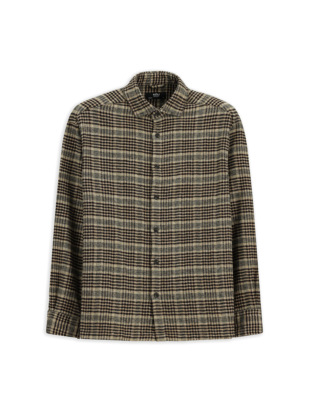 Kahverengi Uzun Kol Oversize Fit Ekose Pamuk Gömlek