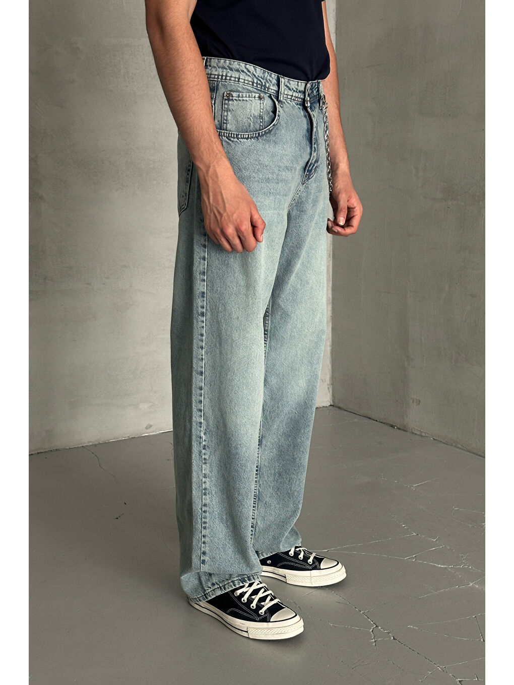 Petrol Erkek Ekstra Baggy Jean Pantolon-1