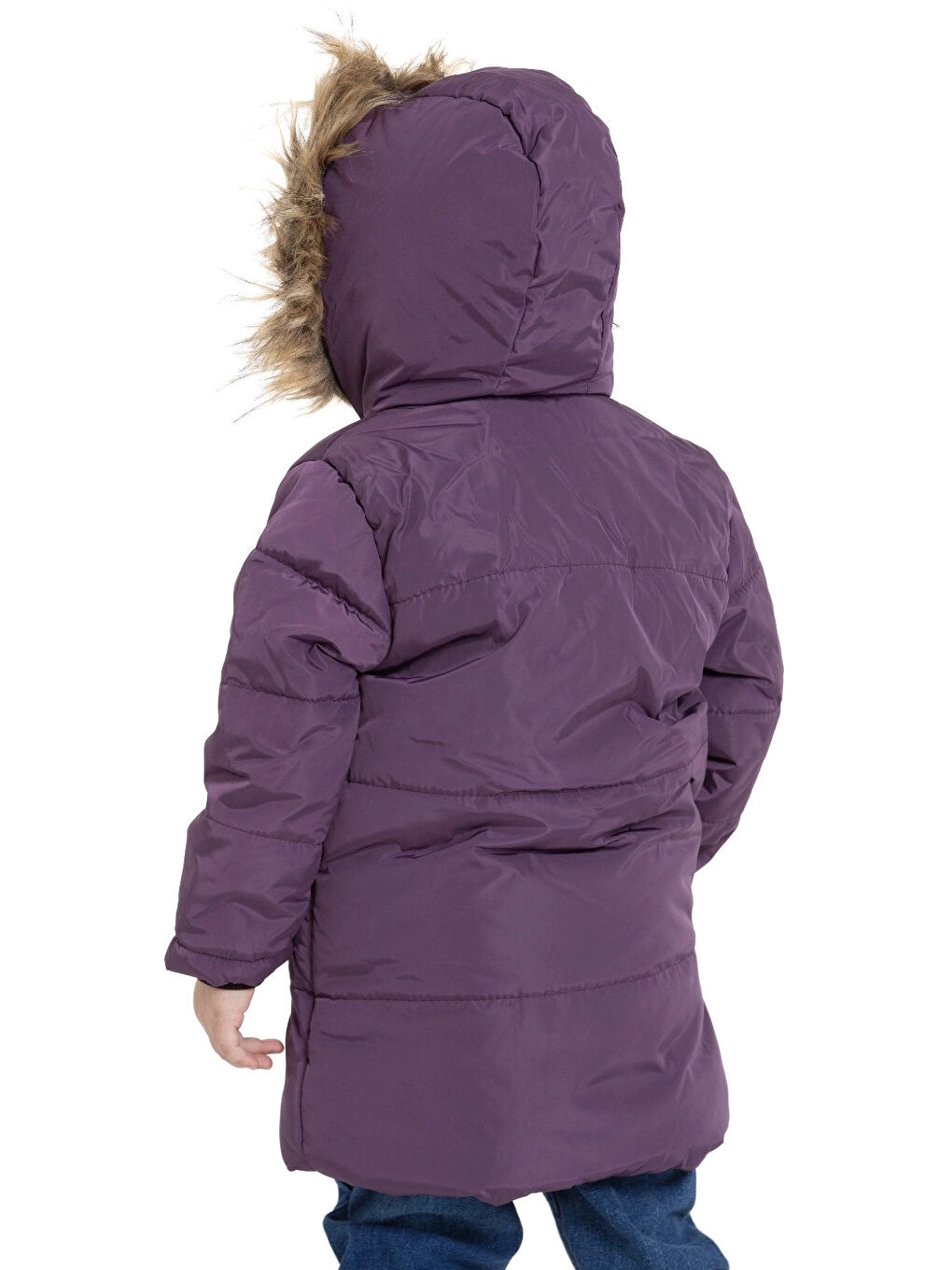 Mor Kapüşonlu Kışlık Kız Çocuk Mont 4200-1
