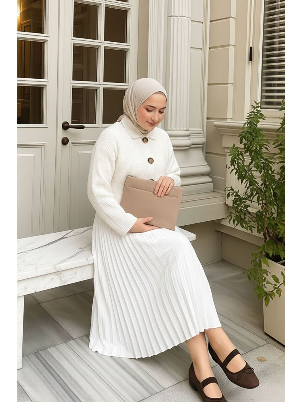 Beyaz Piliseli Etek-2