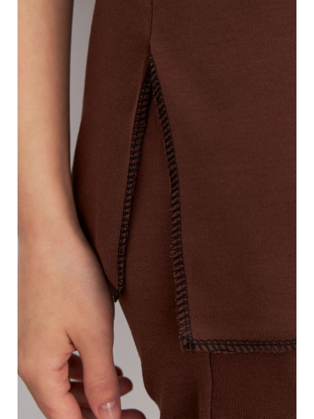 Kadın Kahverengi Bisiklet Yaka Duble Kol ve Paça Alt Üst Takım-2