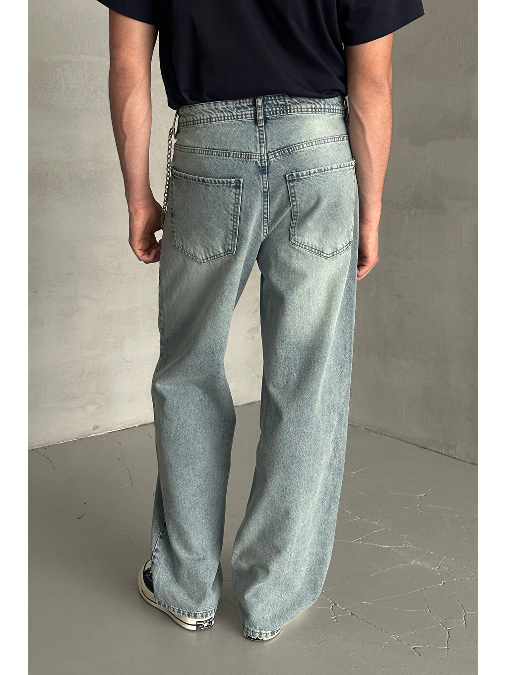 Petrol Erkek Ekstra Baggy Jean Pantolon-3