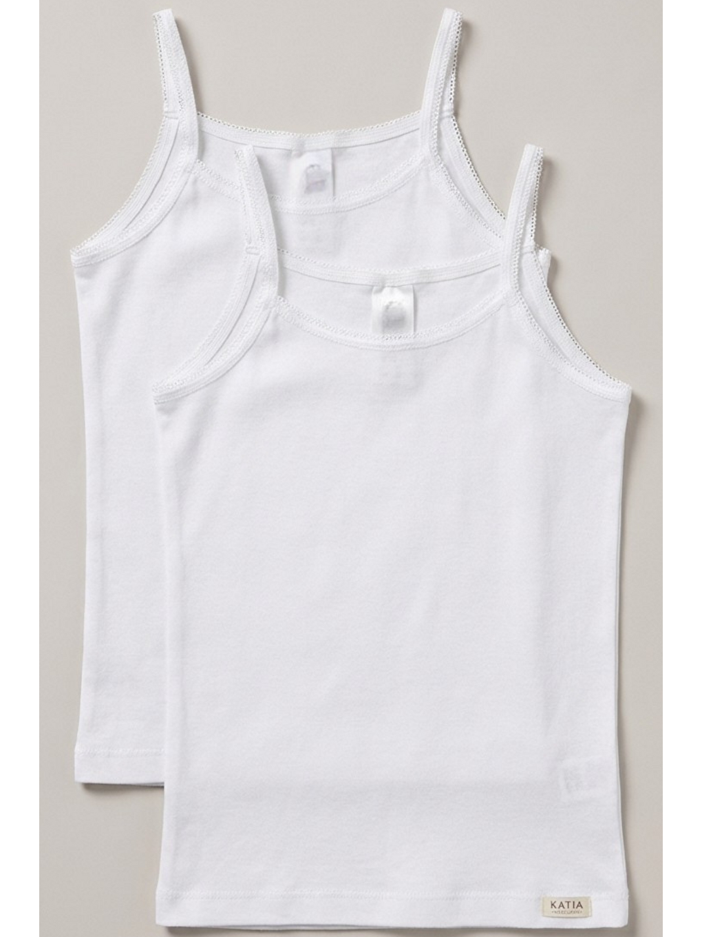 2'Li Paket Basic Ribanali Beyaz Kız Çocuk Atlet