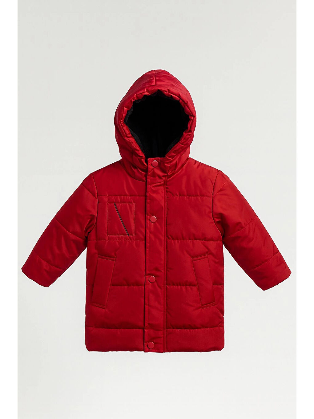 Kırmızı Kapüşonlu Kışlık Kız Çocuk Mont 4235-1