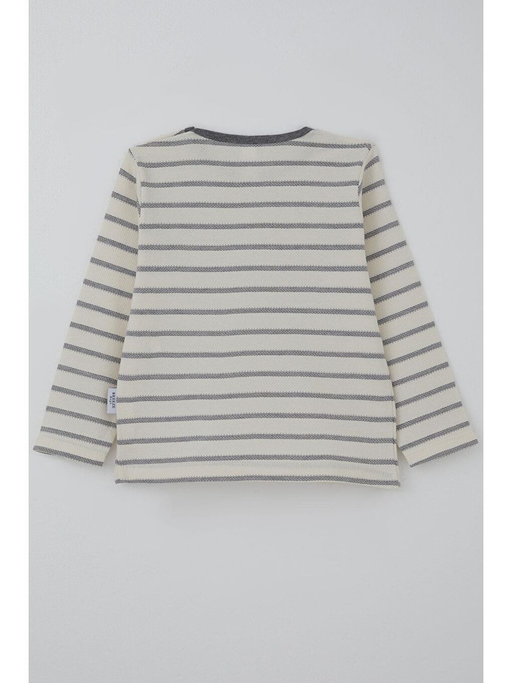 Erkek Bebek Uzun Kollu Tişört Patlı Minimal Çizgili Ekru (9 Ay-3 Yaş)-1