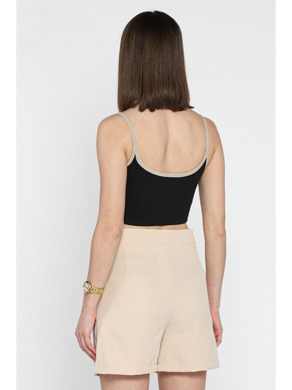 Siyah İp Askılı Nakışlı Crop Top Kaşkorse Bluz (s-m-l Uyumludur)-3