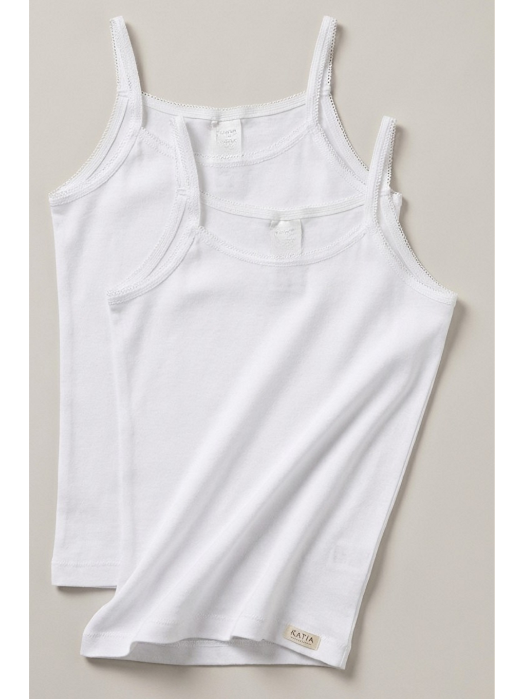 2'Li Paket Basic Ribanali Beyaz Kız Çocuk Atlet-2