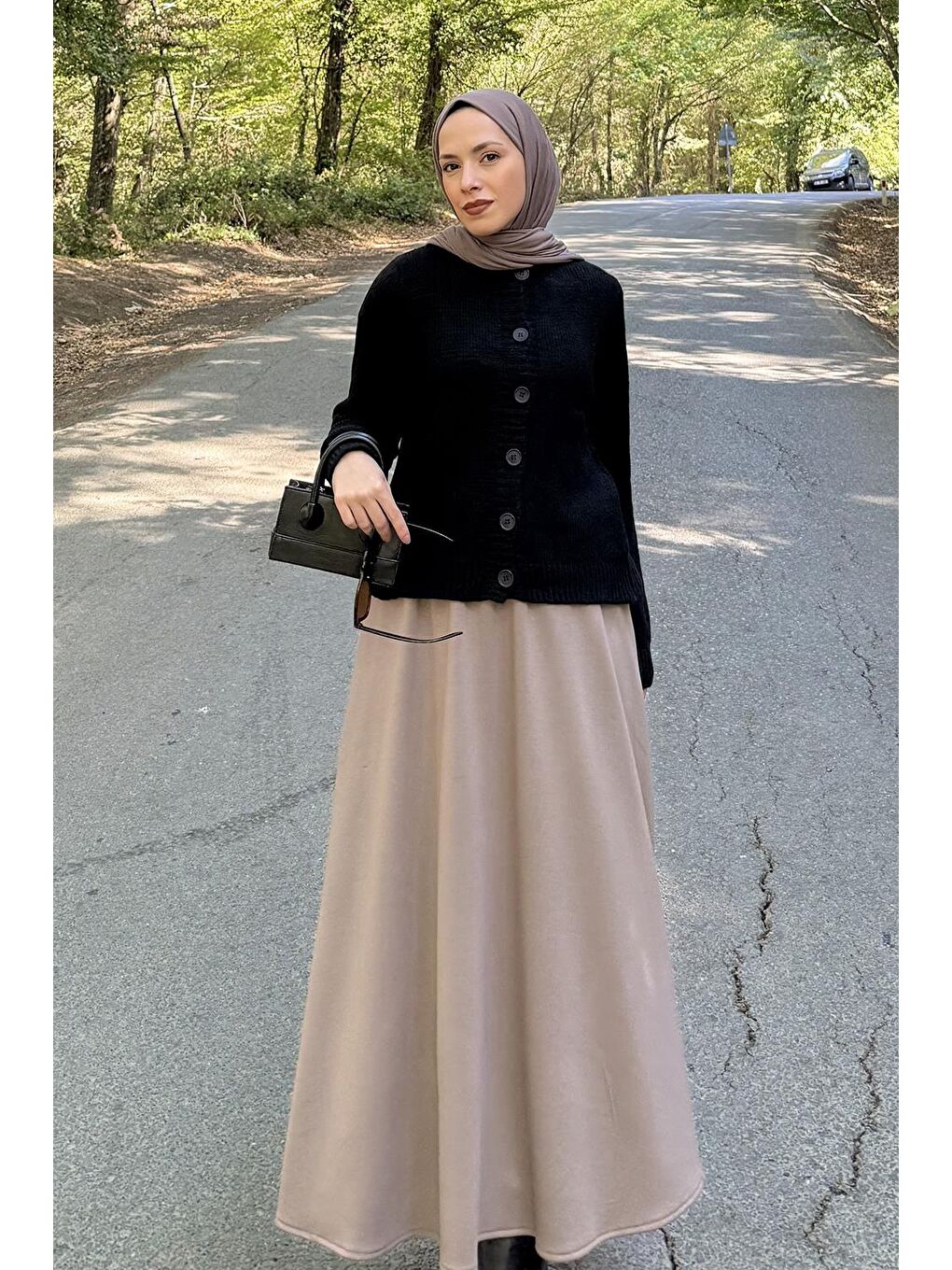 Bisiklet Yaka Kısa Hırka Siyah