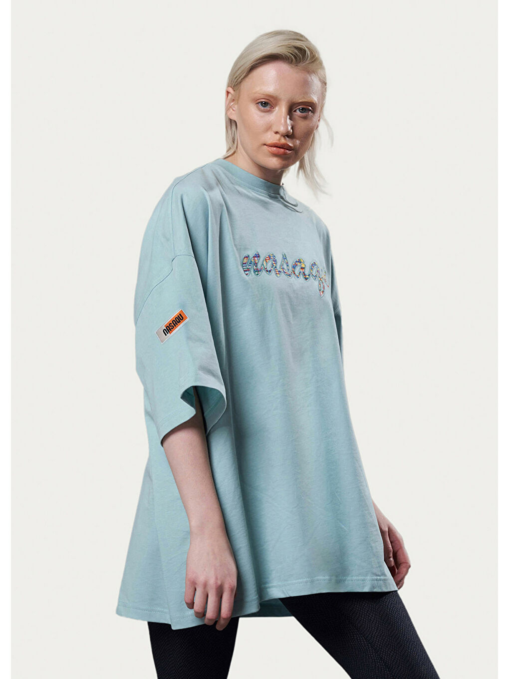 Yeşil Zını Super Oversıze Sırtı Yırtmaçlı Tshırt   Aero Mint-1