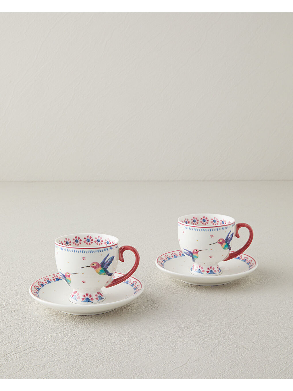 Carnival Tulip New Bone China Kahve Fincan Takımı 4 Parça 2 Kişilik Açık Mavi