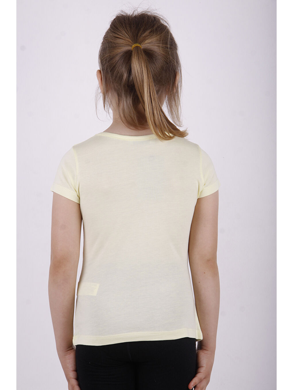 Sarı Kız Çocuk Kalpli Tavşan Baskılı Tişört-2