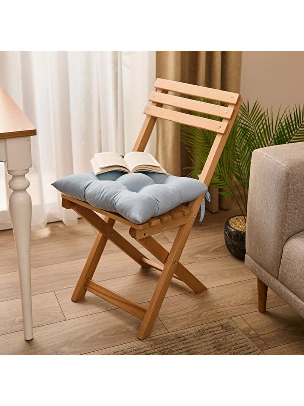 Soft Carre Sandalye Minderi - Mavi - 40x40 cm-4