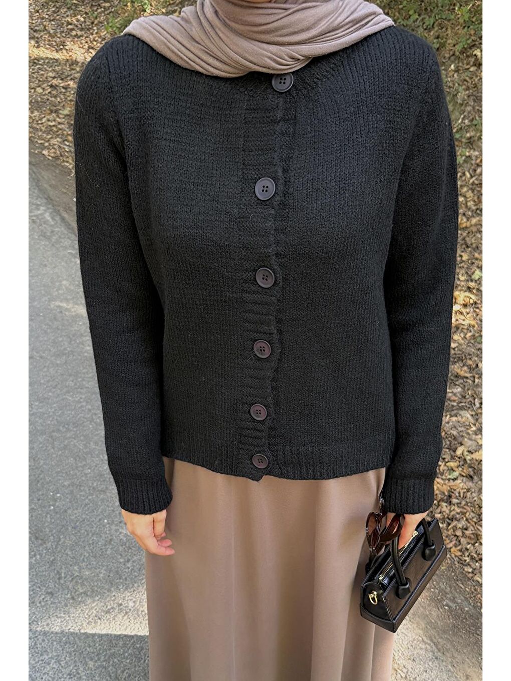 Bisiklet Yaka Kısa Hırka Siyah-2