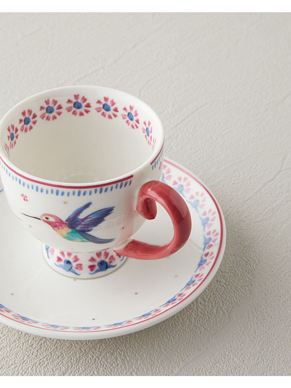 Carnival Tulip New Bone China Kahve Fincan Takımı 4 Parça 2 Kişilik Açık Mavi-4