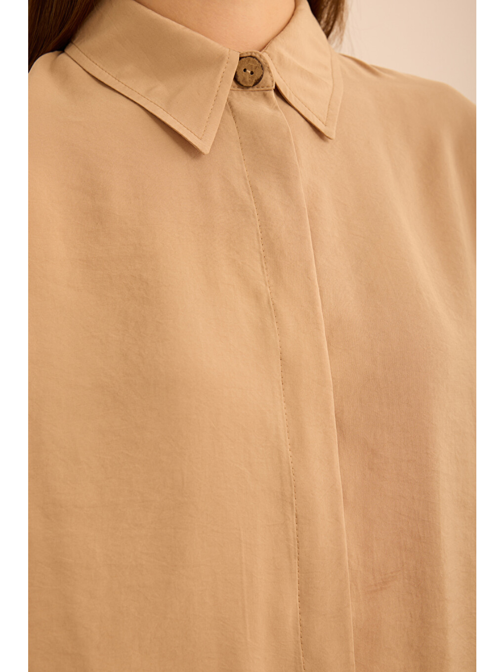 Kahverengi Camel Basic Modal Tunik-5