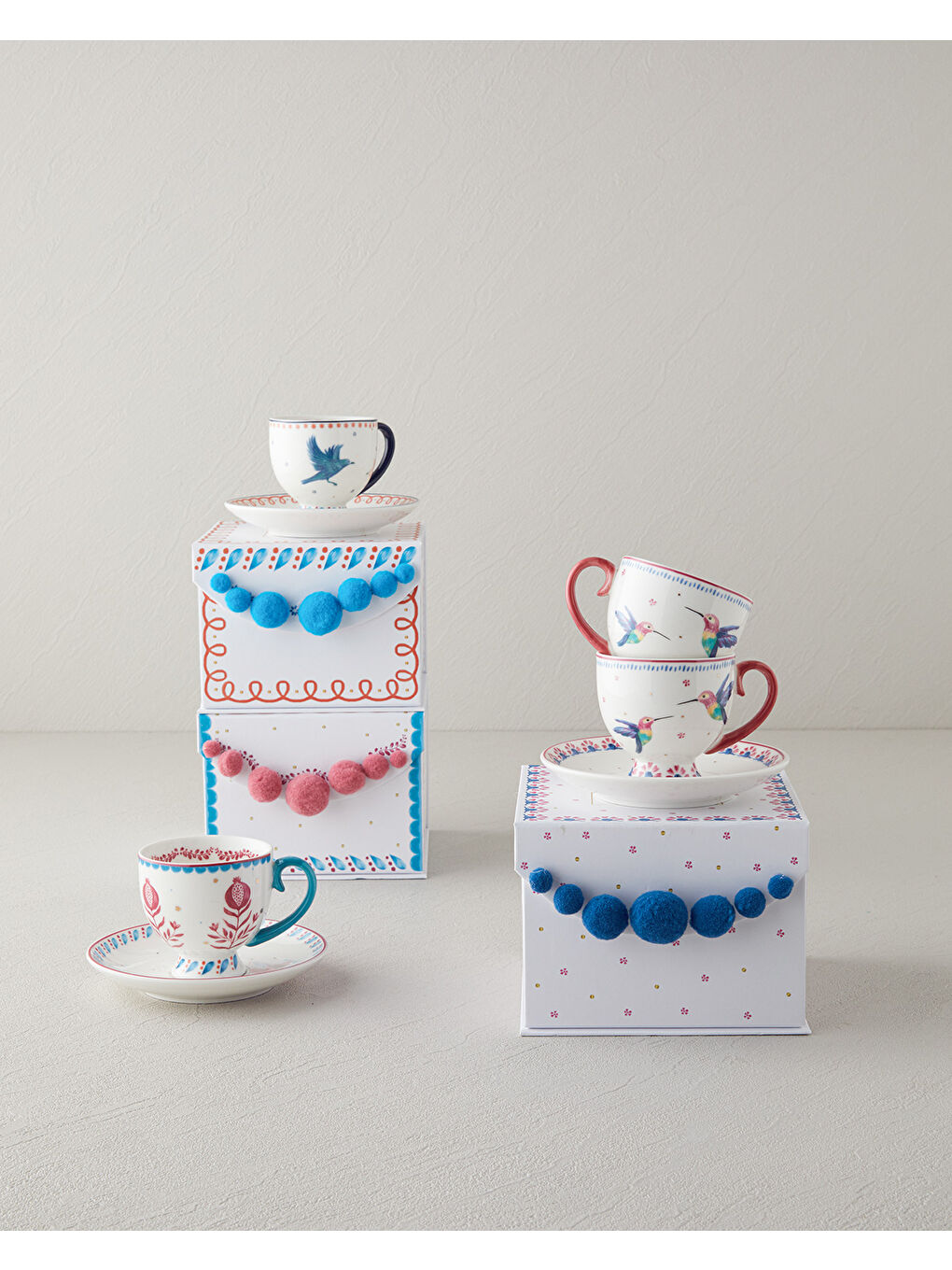 Carnival Tulip New Bone China Kahve Fincan Takımı 4 Parça 2 Kişilik Açık Mavi-5