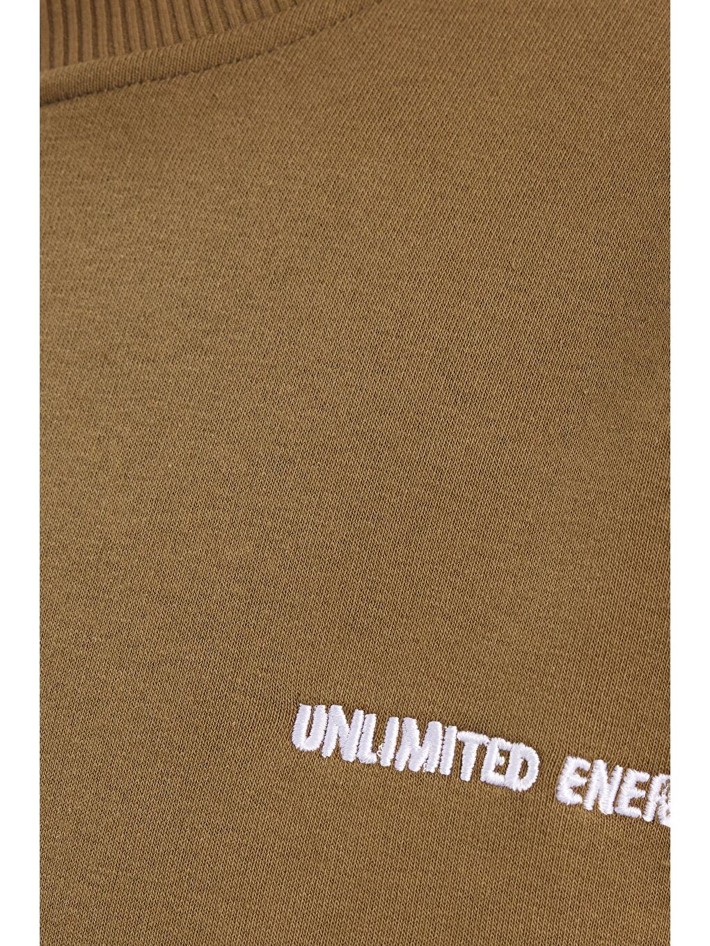 Erkek Relax Fit Pamuklu 3 İplik Yumuşak Dokulu İçi Polarlı Bisiklet Yaka Haki Eşofman Takımı-5