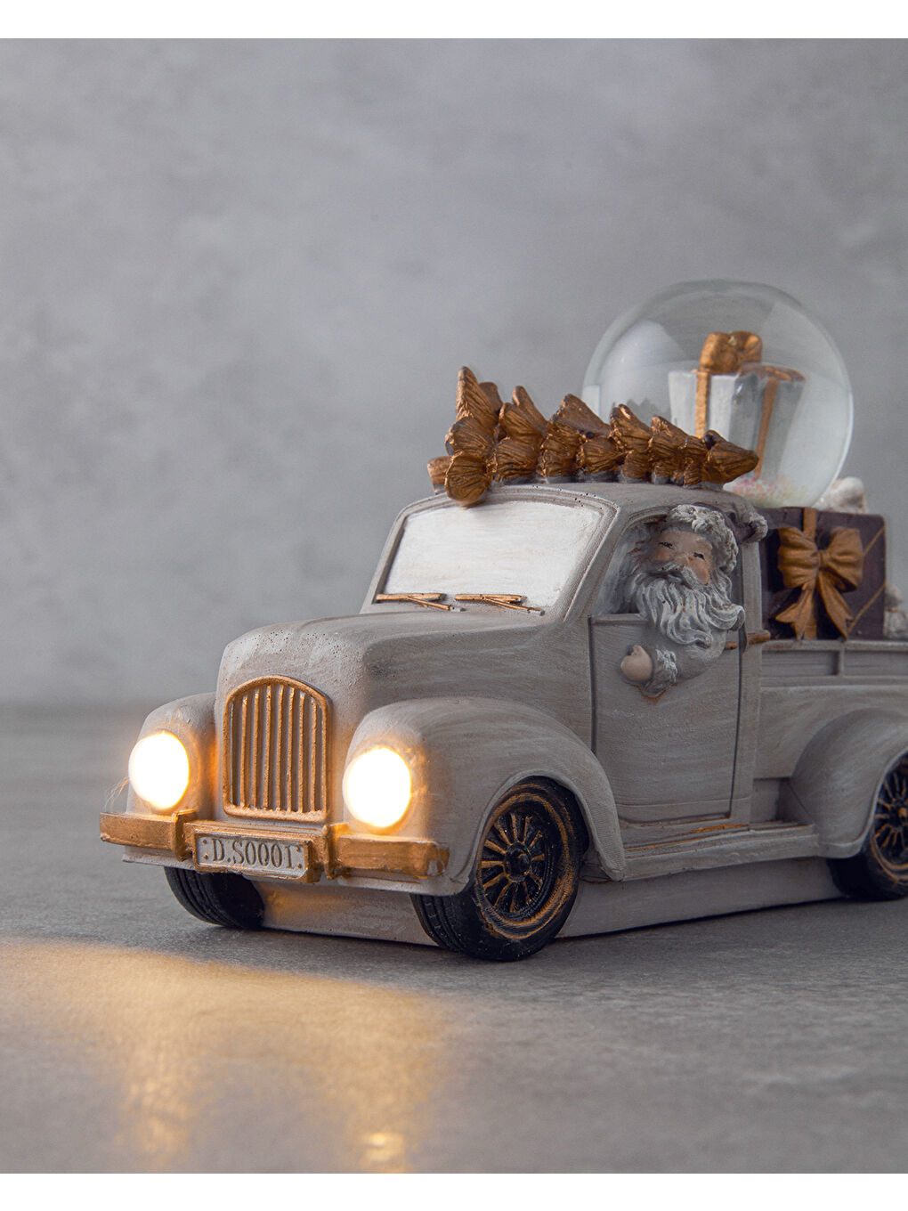 Old Car Yılbaşı Kar Küresi 7x15,5x10,5 cm Gri-2