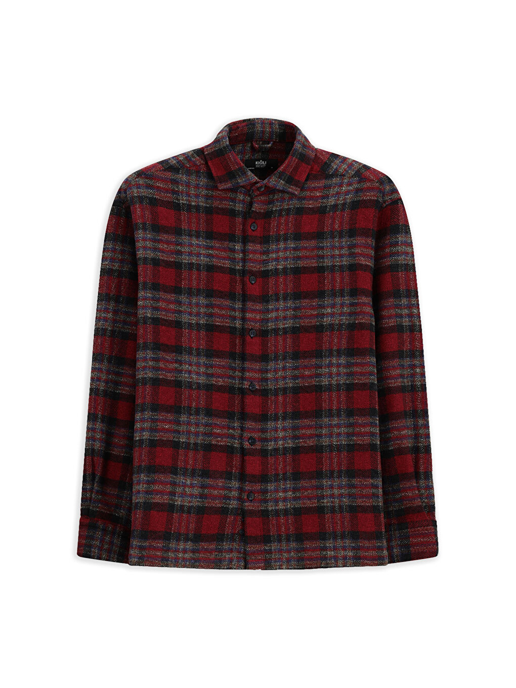 Kırmızı Uzun Kol Oversize Fit Ekose Pamuk Gömlek