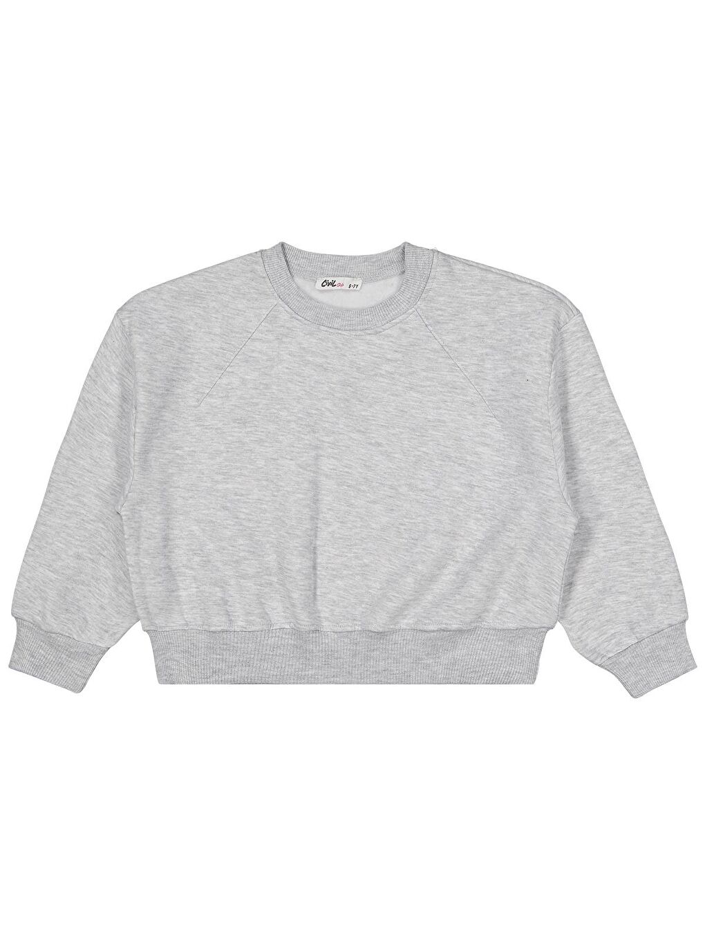 Girls Düz 6-9 Yaş Sweatshirt - Gri 6-7 Yaş