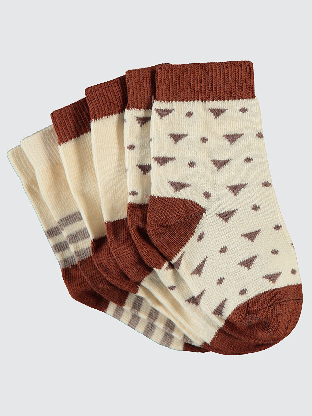 Baby Erkek Bebek 3'lü Çorap Set 6-18 Ay Kahverengi-1