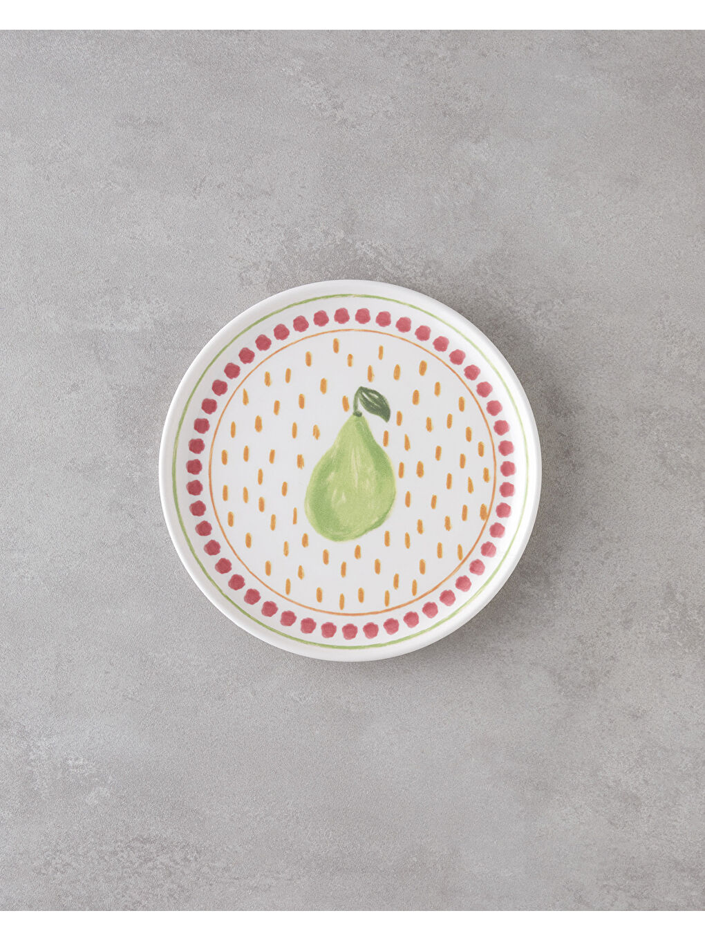 Beyaz Pear Seramik Pasta Tabağı 20 cm Renkli