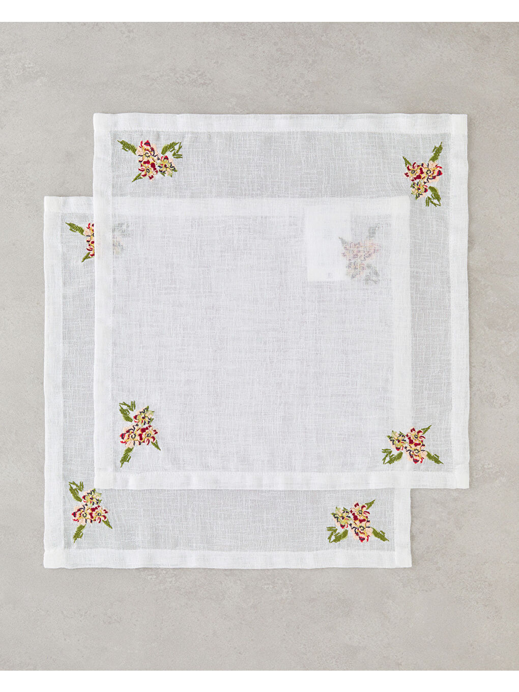 Opalin Polyester 2'li Misafir Peçetesi 40x40 cm Beyaz - Kırmızı