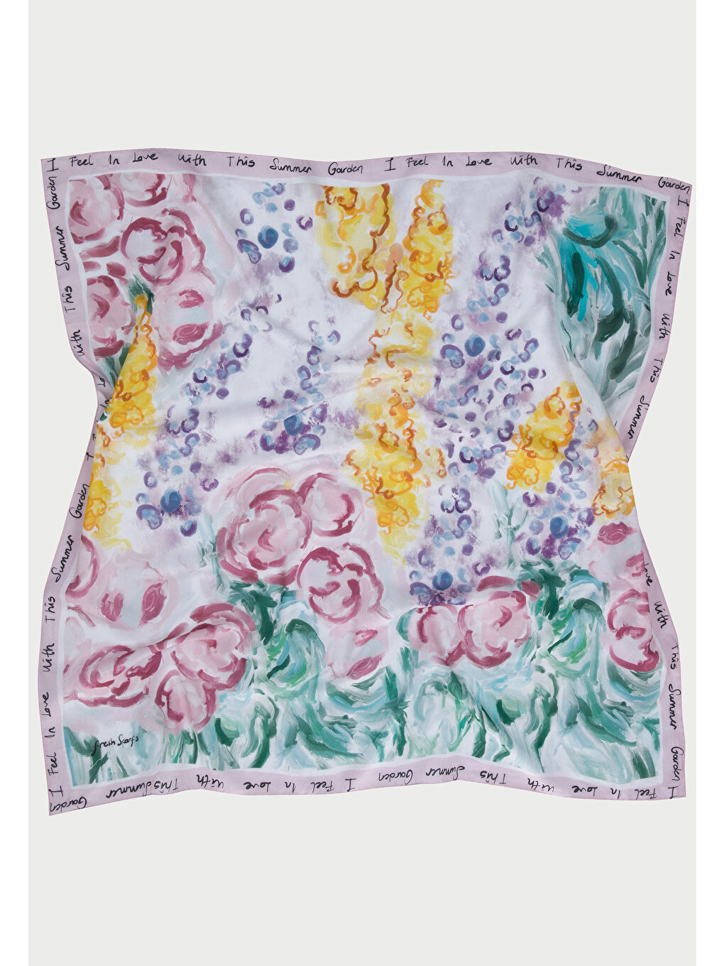 Pembe Colour Garden Desen Pamuk Vual Eşarp Pudra-3