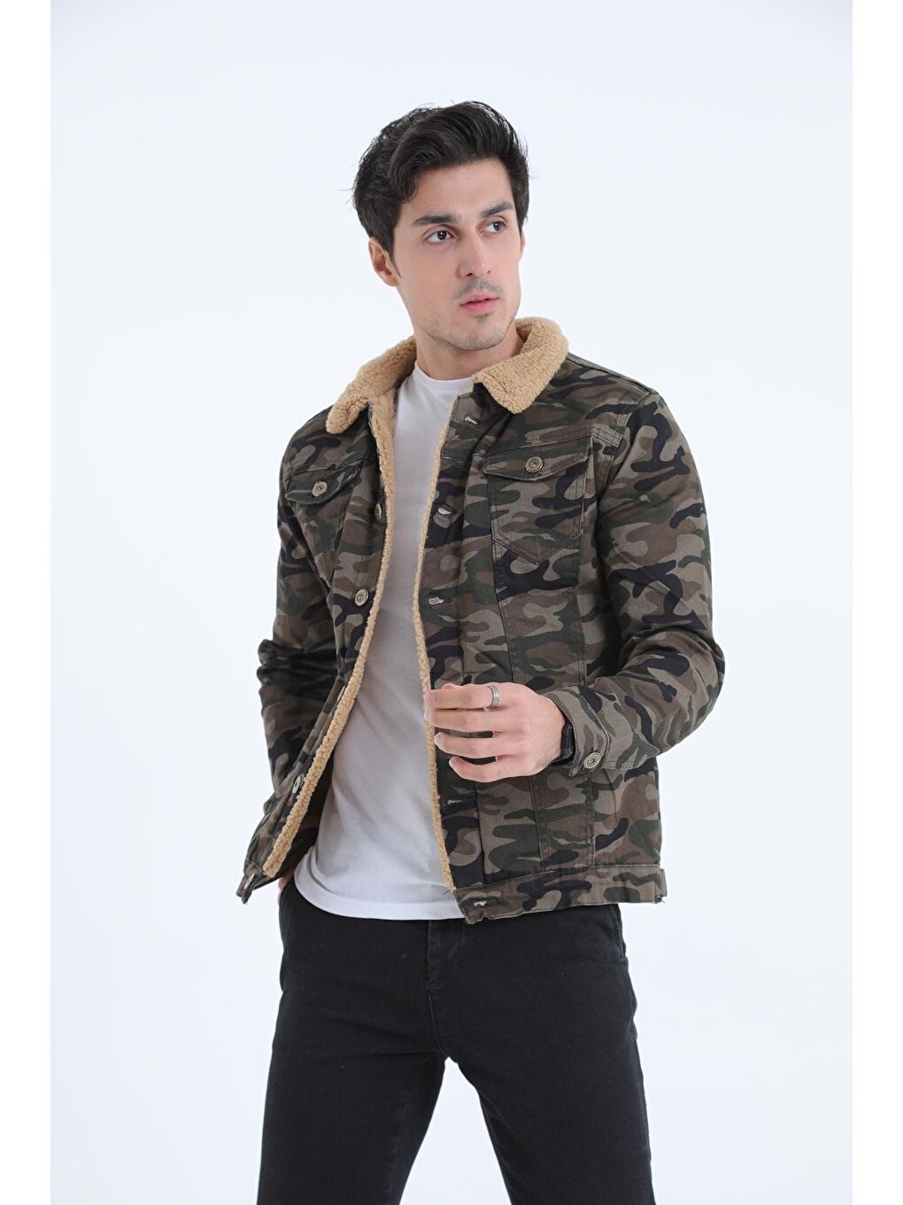 Karışık Erkek Içi Kürklü Jean Ceket