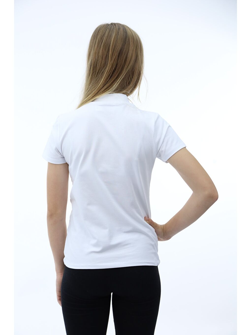 Beyaz Kız Çocuk Nakışlı Okul Tişört-1