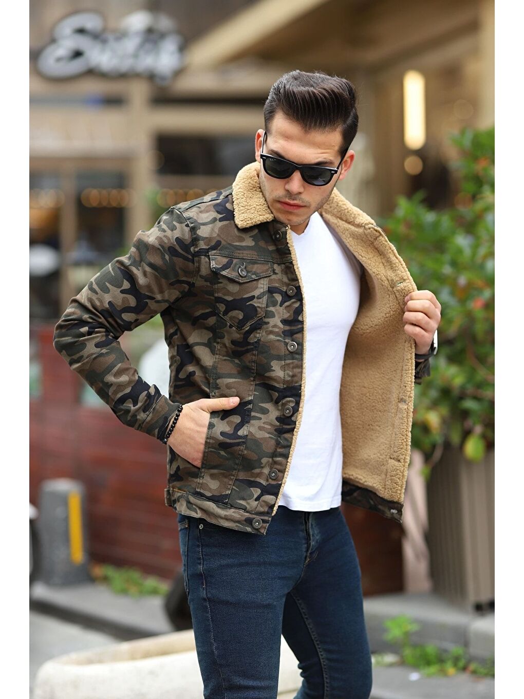 Karışık Erkek Içi Kürklü Jean Ceket-3