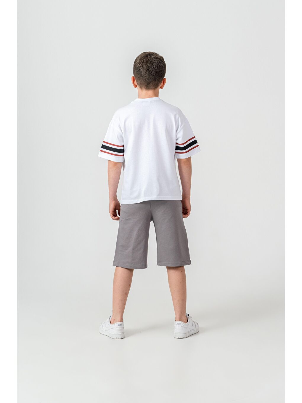 Gri Warrior Strenght Baskılı Erkek Çocuk Şort - Tişört Takımı-5