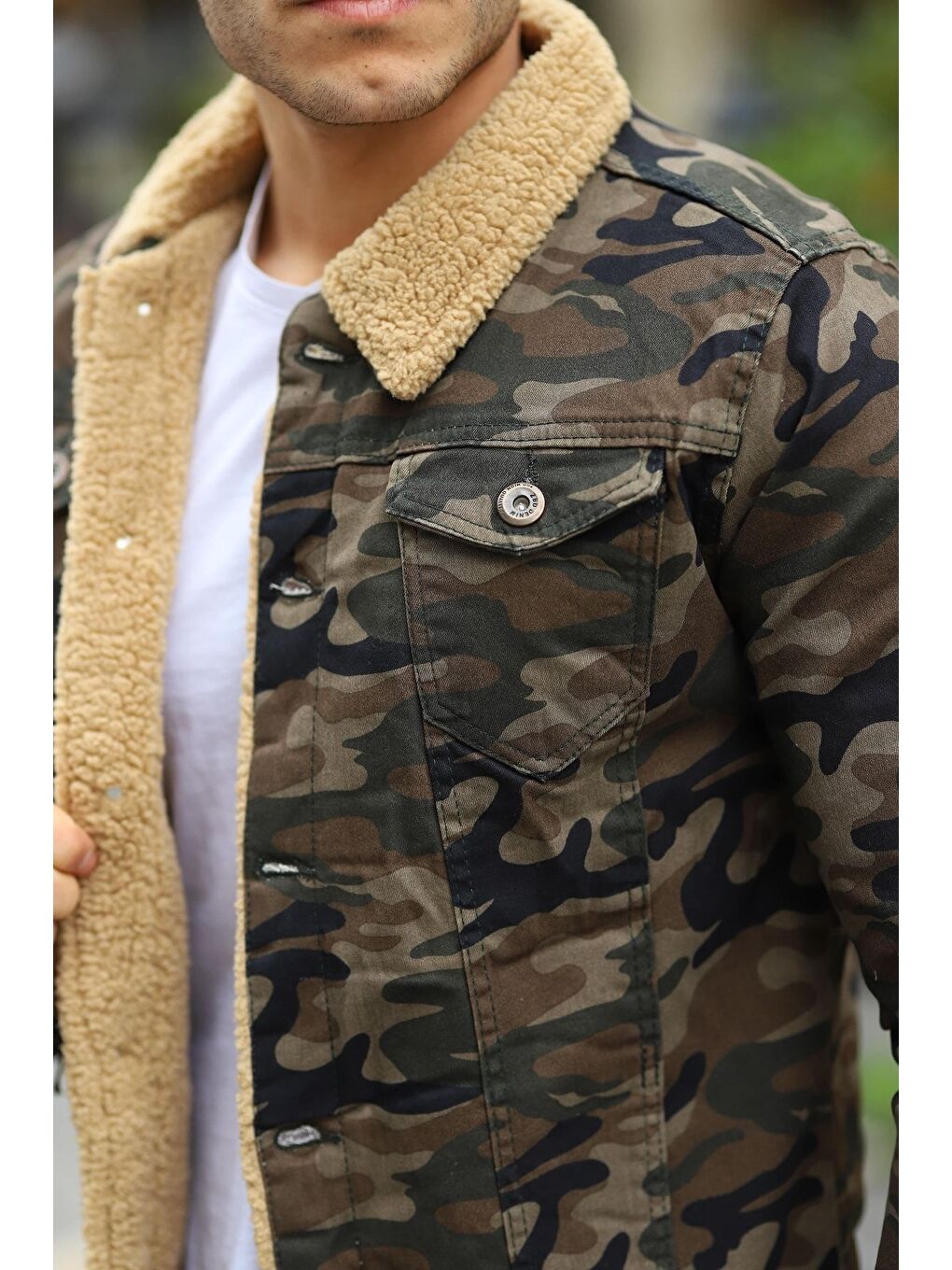 Karışık Erkek Içi Kürklü Jean Ceket-4