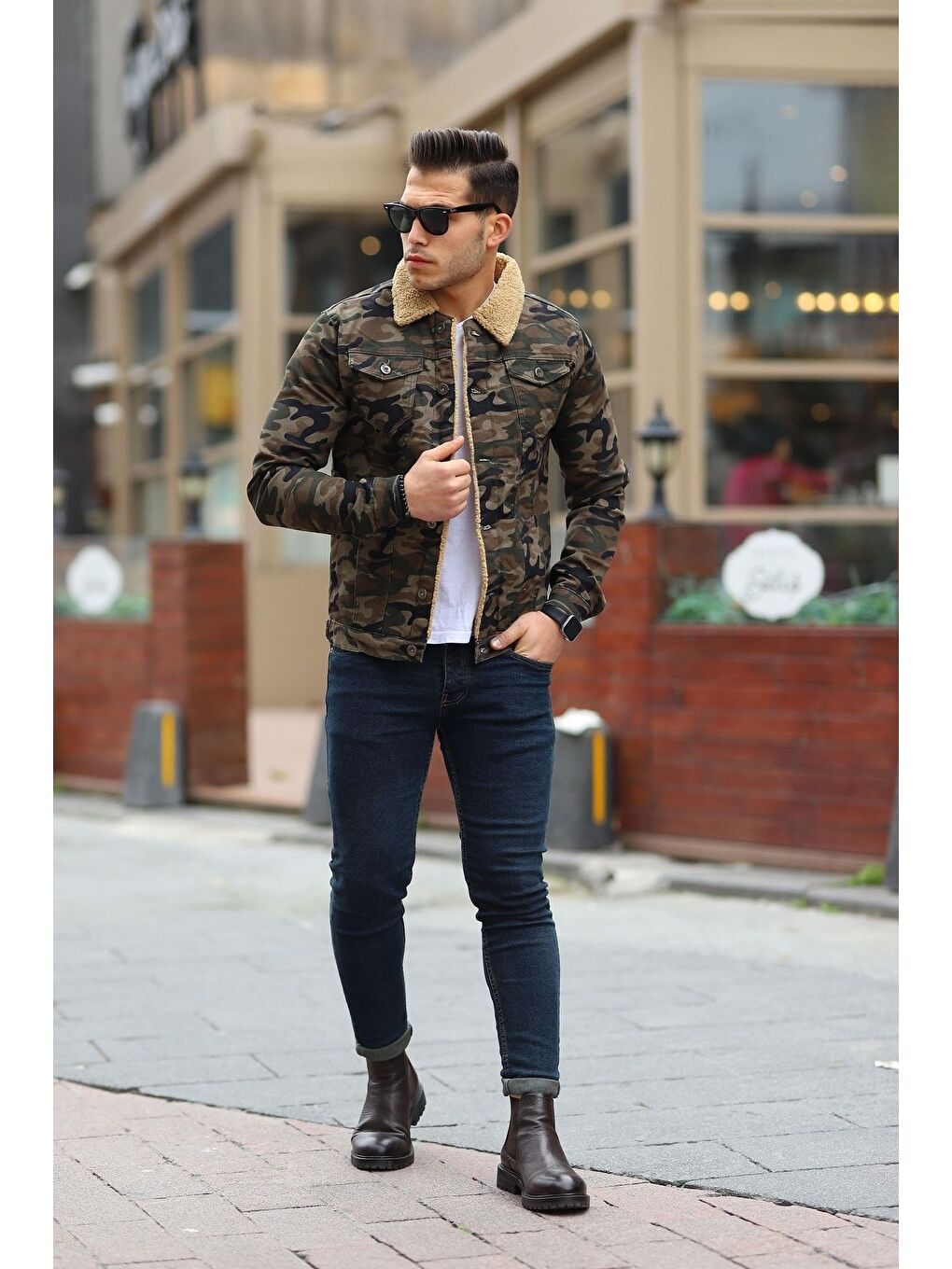 Karışık Erkek Içi Kürklü Jean Ceket-5