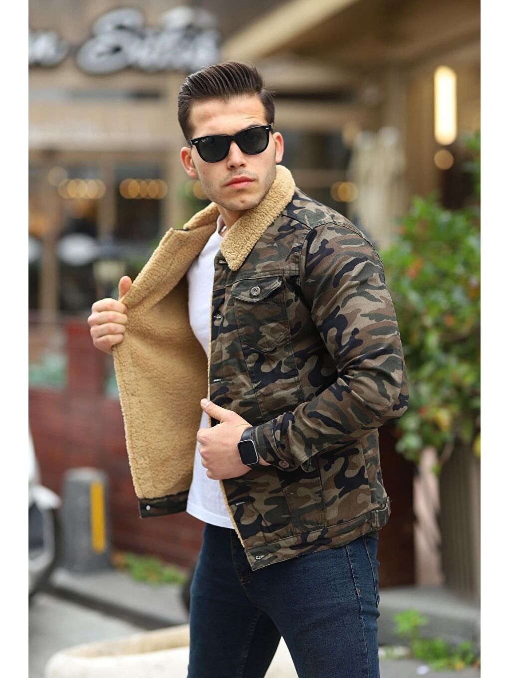 Karışık Erkek Içi Kürklü Jean Ceket-6