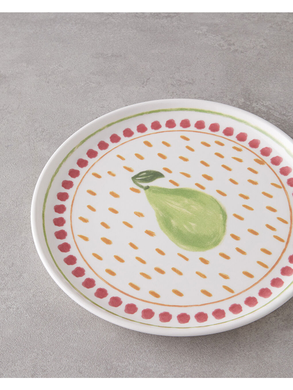 Beyaz Pear Seramik Pasta Tabağı 20 cm Renkli-2